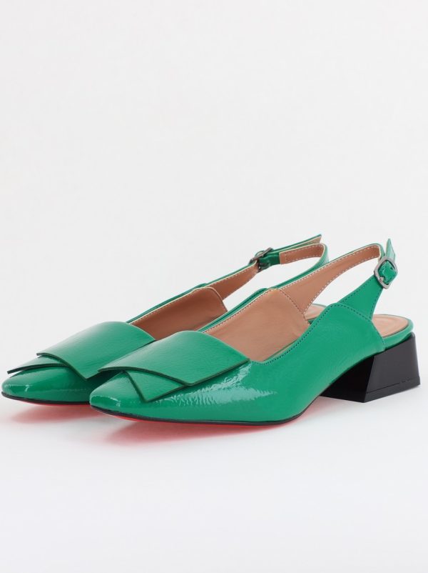 Pantofi Damă cu Toc Jos din Piele Ecologică culoare Verde Lac (BS5001D2405618) 120