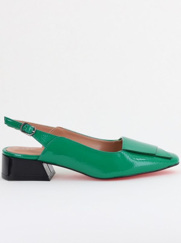 Pantofi Damă cu Toc Jos din Piele Ecologică culoare Verde Lac (BS5001D2405618) 122