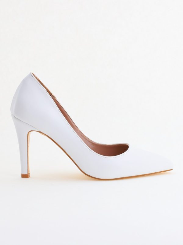 Pantofi Dama cu Toc Subtire Stiletto Piele Ecologică Alb Mat (BS799AY2405535) 120