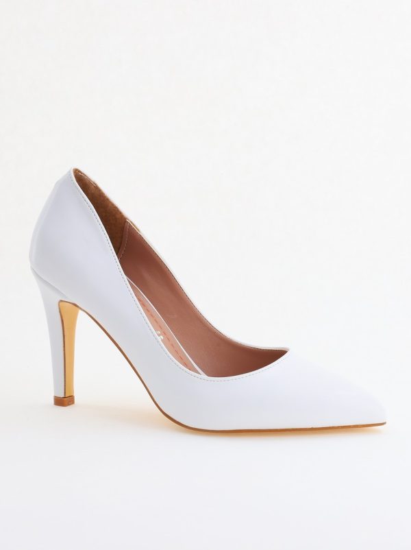 Incaltaminte Dama - Pantofi Dama cu Toc Subtire Stiletto Piele Ecologică Alb Mat (BS799AY2405535)