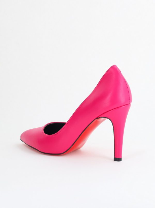Pantofi Dama cu Toc Subtire Stiletto Piele Ecologică Fuchsia Mat (BS799AY2405534) 121