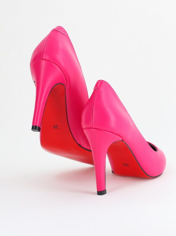 Pantofi Dama cu Toc Subtire Stiletto Piele Ecologică Fuchsia Mat (BS799AY2405534) 119