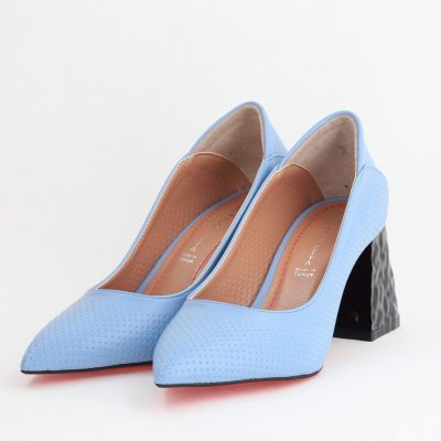 Pantofi Dama Toc Piele Ecologica cu perforații Albastru (BS2005D2405368)