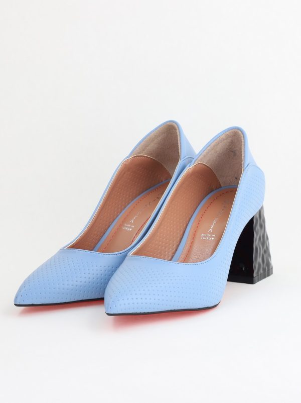 Pantofi Dama Toc Piele Ecologica cu perforații Albastru (BS2005D2405368) 119