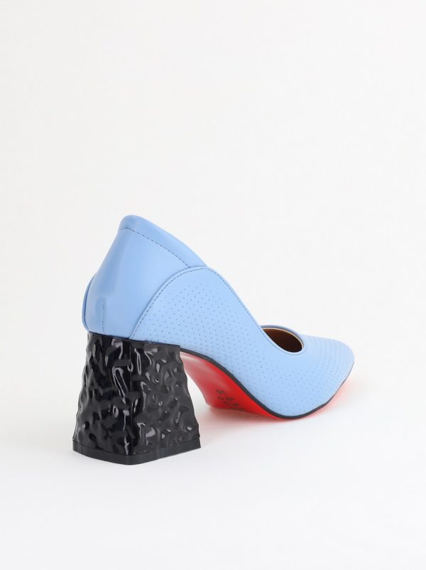 Pantofi Dama Toc Piele Ecologica cu perforații Albastru (BS2005D2405368) 123