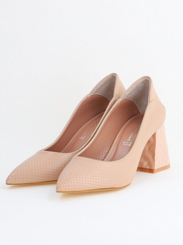 Pantofi Dama Toc Piele Ecologica cu perforații Bej (BS2005D2405367) 119