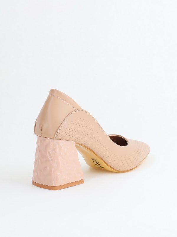 Pantofi Dama Toc Piele Ecologica cu perforații Bej (BS2005D2405367) 123