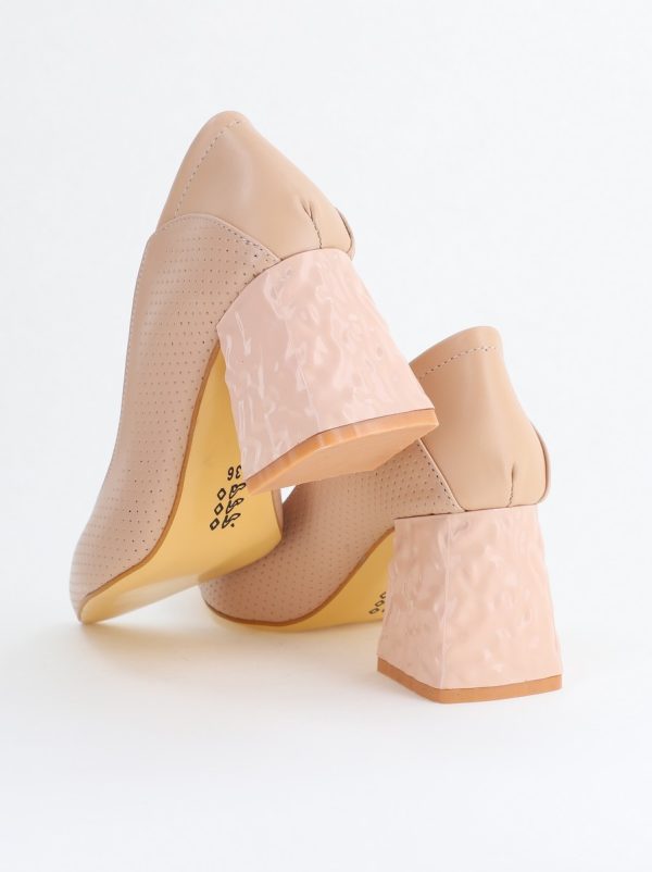 Pantofi Dama Toc Piele Ecologica cu perforații Bej (BS2005D2405367) 120