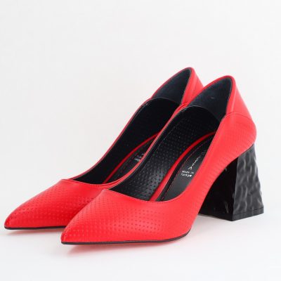 Pantofi Dama Toc Piele Ecologica cu perforații Roșu (BS2005D2405366)