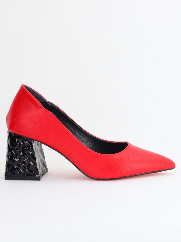 Pantofi Dama Toc Piele Ecologica cu perforații Roșu (BS2005D2405366) 121