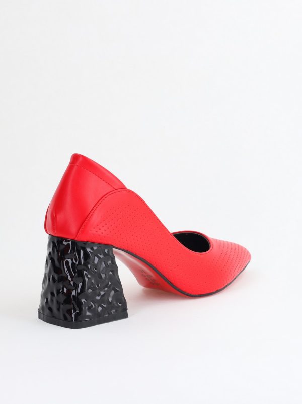 Pantofi Dama Toc Piele Ecologica cu perforații Roșu (BS2005D2405366) 123