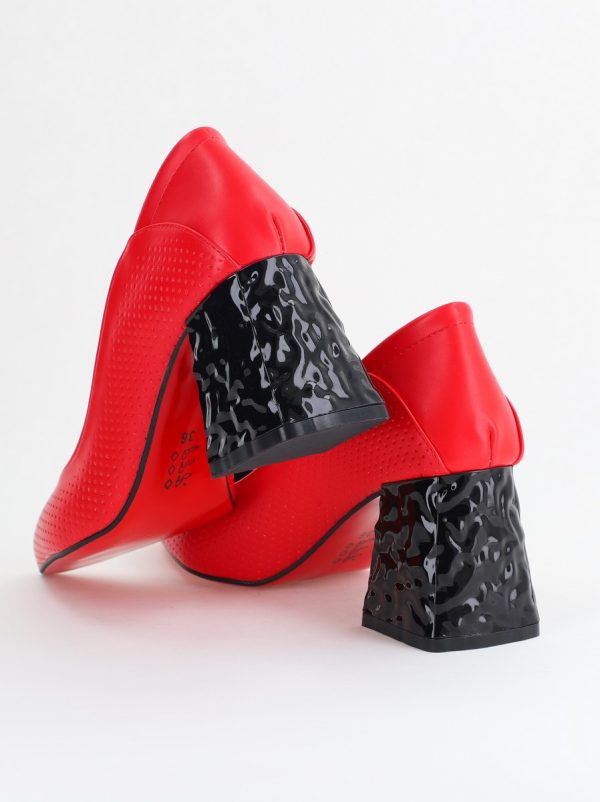 Pantofi Dama Toc Piele Ecologica cu perforații Roșu (BS2005D2405366) 120