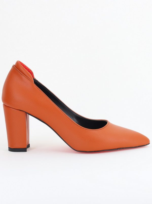 Pantofi pentru Femei cu Toc Gros Piele Ecologică Varf Ascutit culoare Maro - BS980KAY2405541 120