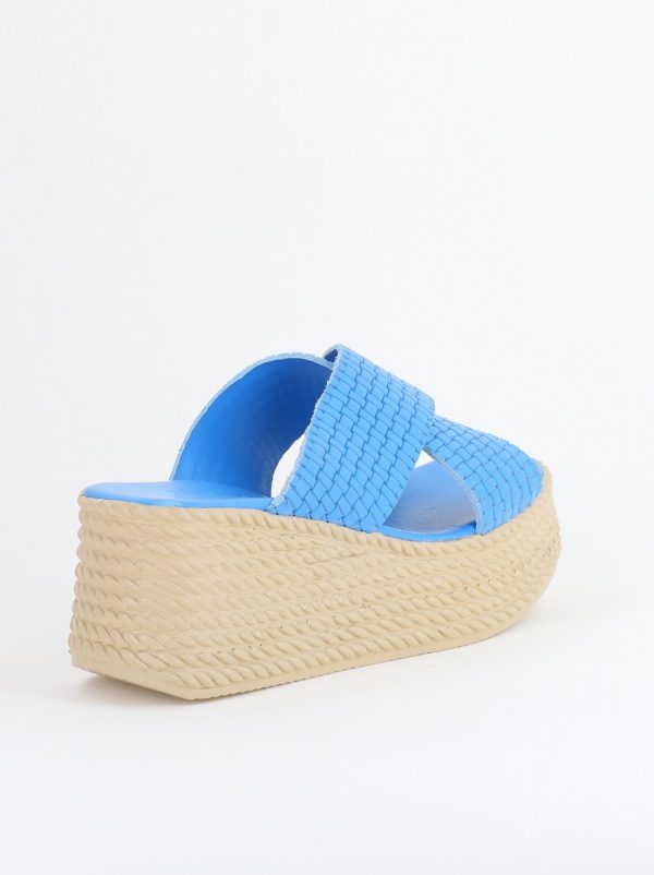 Papuci Damă cu Tapă Groasă din Piele Naturală culoare Albastru Nicoletta (BS30320TR2405568) 126