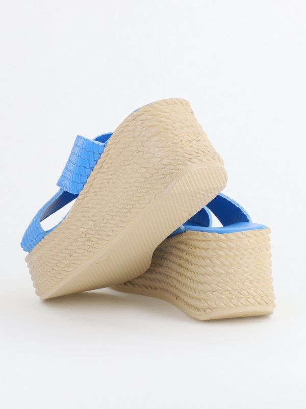 Papuci Damă cu Tapă Groasă din Piele Naturală culoare Albastru Nicoletta (BS30320TR2405568) 122