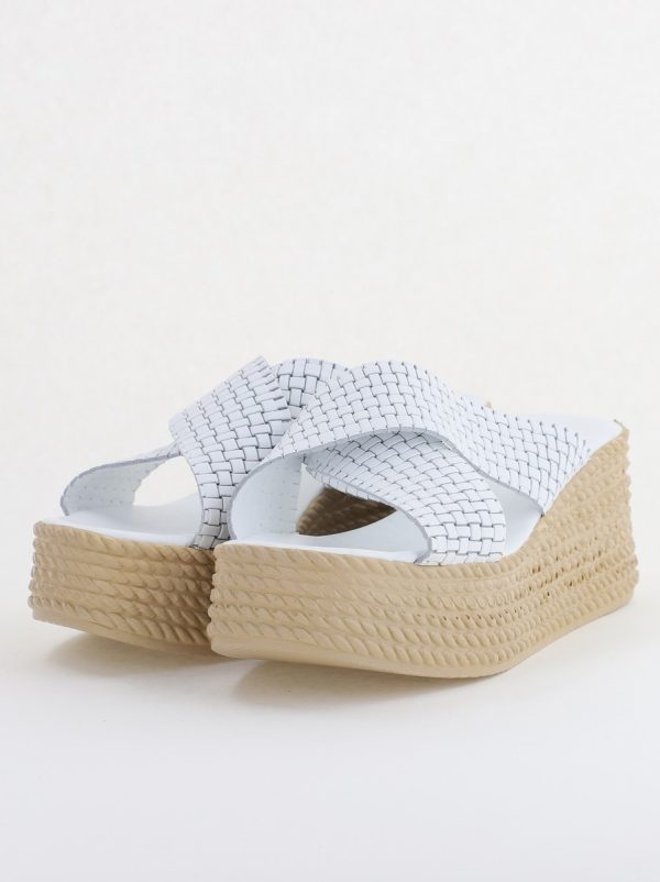 Papuci Damă cu Tapă Groasă din Piele Naturală culoare Alb Nicoletta (BS30320TR2405575) 120