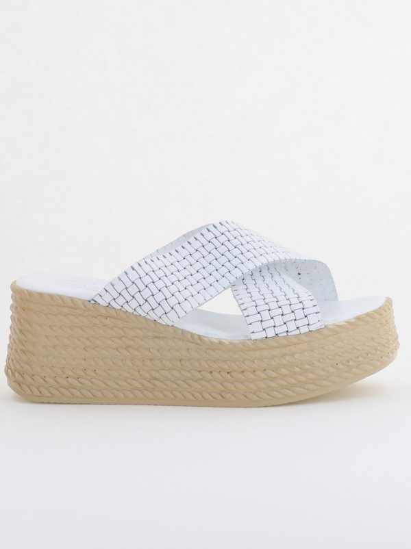 Papuci Damă cu Tapă Groasă din Piele Naturală culoare Alb Nicoletta (BS30320TR2405575) 122