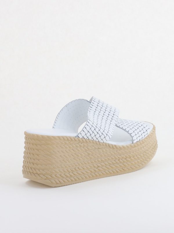 Papuci Damă cu Tapă Groasă din Piele Naturală culoare Alb Nicoletta (BS30320TR2405575) 125