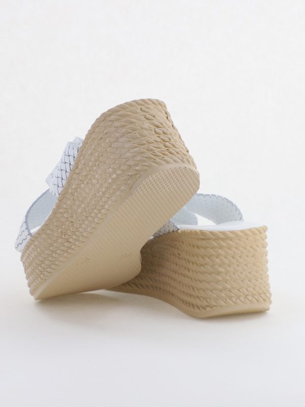Papuci Damă cu Tapă Groasă din Piele Naturală culoare Alb Nicoletta (BS30320TR2405575) 126