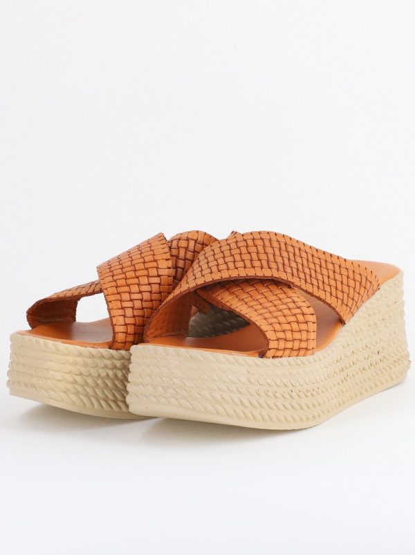 Papuci Damă cu Tapă Groasă din Piele Naturală culoare Maro Nicoletta (BS30320TR2405570) 120