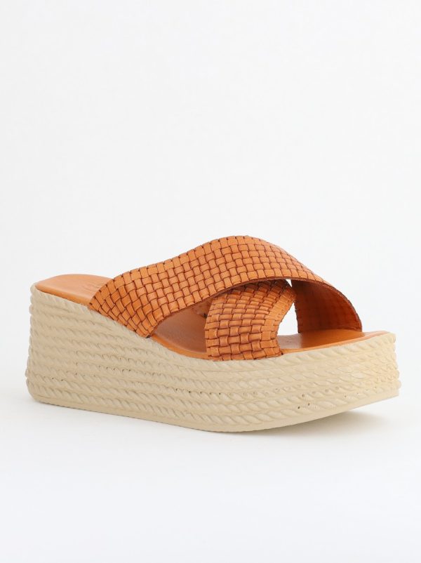 Incaltaminte Dama - Papuci Damă cu Tapă Groasă din Piele Naturală culoare Maro Nicoletta (BS30320TR2405570)
