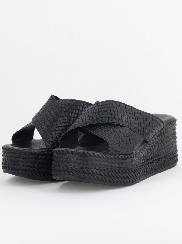 Papuci Damă cu Tapă Groasă din Piele Naturală culoare Negru Nicoletta (BS30320TR2405567) 120