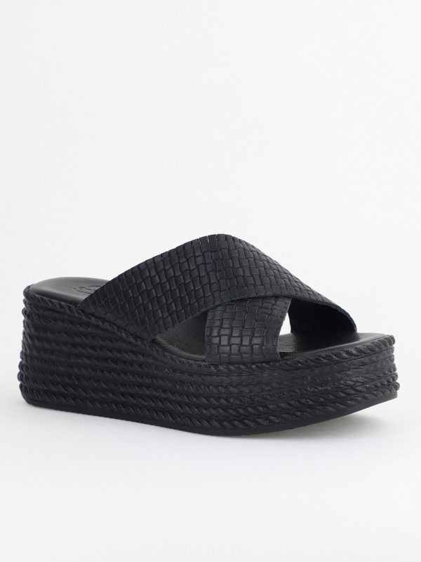 Incaltaminte Dama - Papuci Damă cu Tapă Groasă din Piele Naturală culoare Negru Nicoletta (BS30320TR2405567)