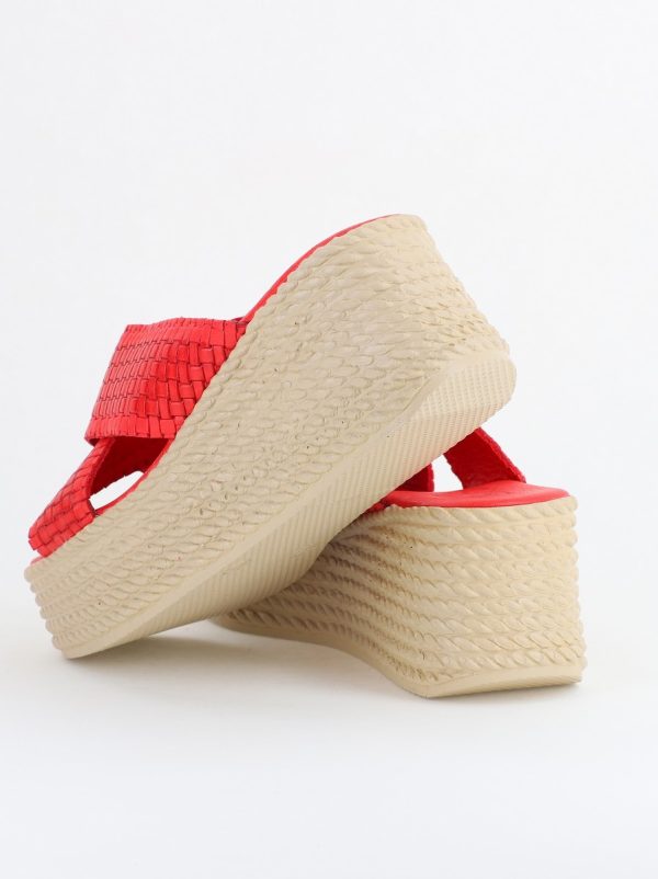 Papuci Damă cu Tapă Groasă din Piele Naturală culoare Roșu Nicoletta (BS30320TR2405571) 122