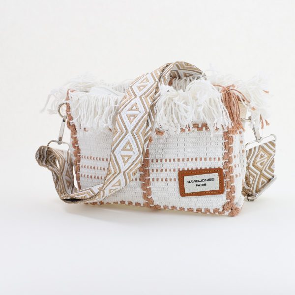 Poșetă Damă Crossbody Alb Material Textil David Jones 122