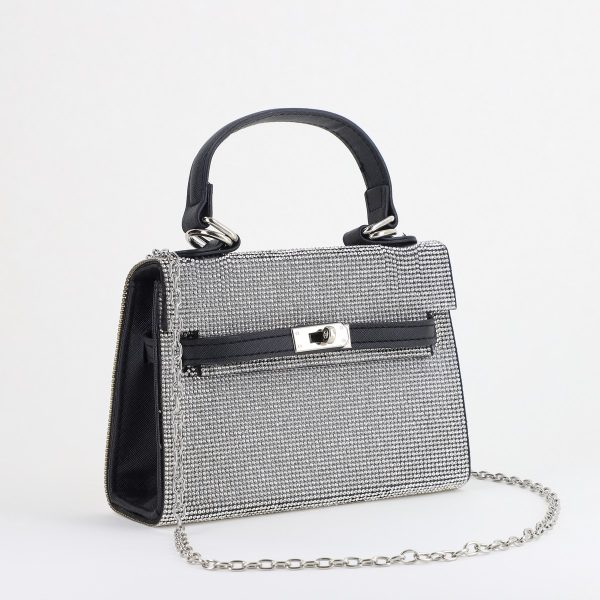 Geanta Clutch Dama - Poșetă de evenimente de umăr cu cristale Negru (BS801MD2406026)