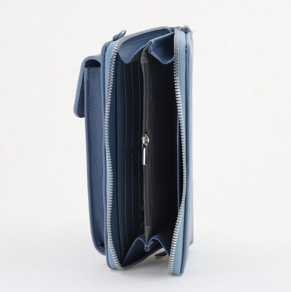 Poșetă telefon cu portofel damă din piele ecologică Albastră David Jones BS7070CM2404924 120