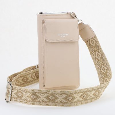 Poșetă telefon cu portofel damă din piele ecologică Bej David Jones BS7070CM2404927