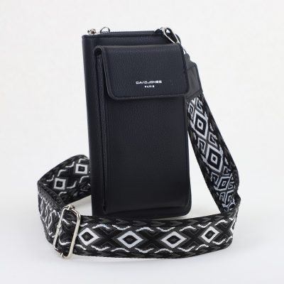 Poșetă telefon cu portofel damă din piele ecologică Neagră David Jones BS7070CM2404923