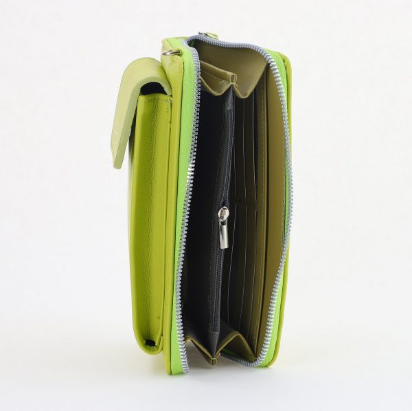 Poșetă telefon cu portofel damă din piele ecologică Verde David Jones BS7070CM2404928 120
