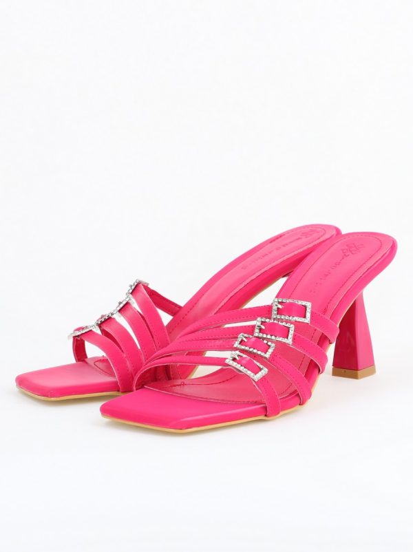 Saboți cu toc pentru femei din piele ecologica Fuchsia (BS322TR2405521) 120