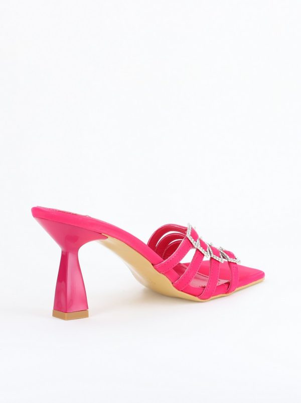 Saboți cu toc pentru femei din piele ecologica Fuchsia (BS322TR2405521) 125