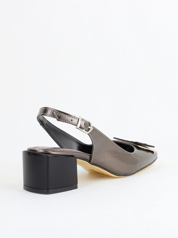 Pantofi damă cu Toc Platinum Eleganti Decupați cu Pietricele Piele Ecologica 126