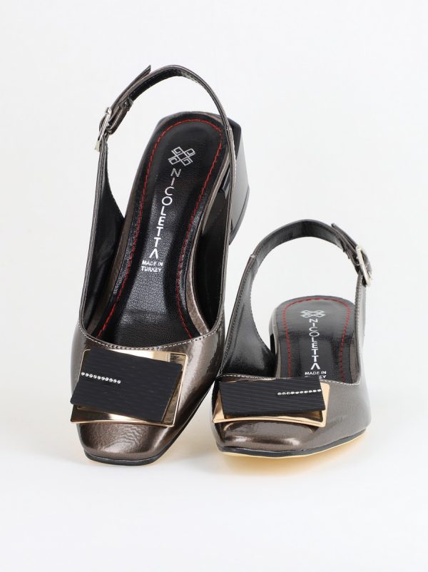 Pantofi damă cu Toc Platinum Eleganti Decupați cu Pietricele Piele Ecologica 120