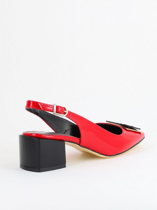 Pantofi damă cu Toc Roșii Eleganti Decupați cu Pietricele Piele Ecologica 126