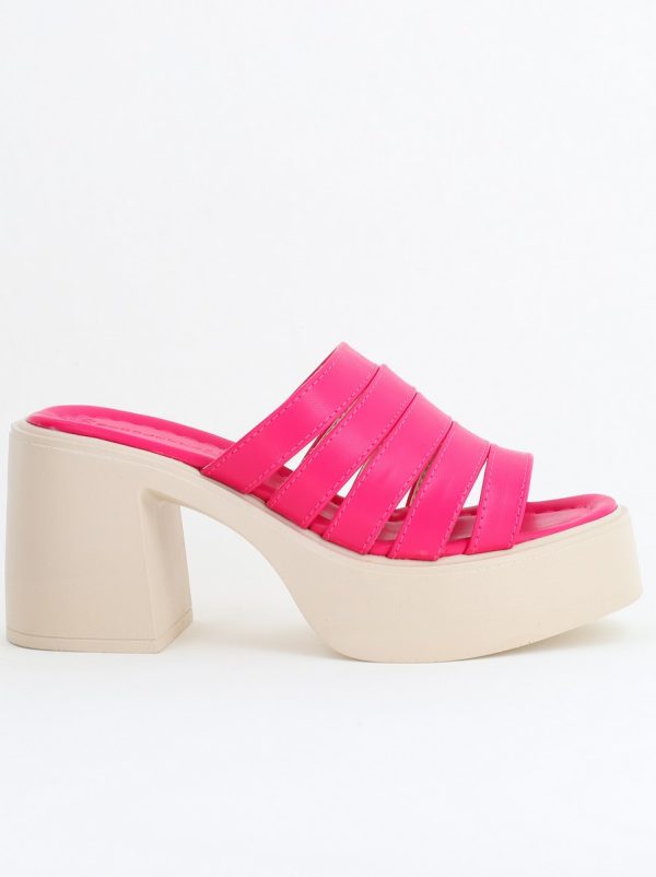 Saboți Damă Toc Gros Piele Ecologică Fuchsia (BS804SN2405652) 122