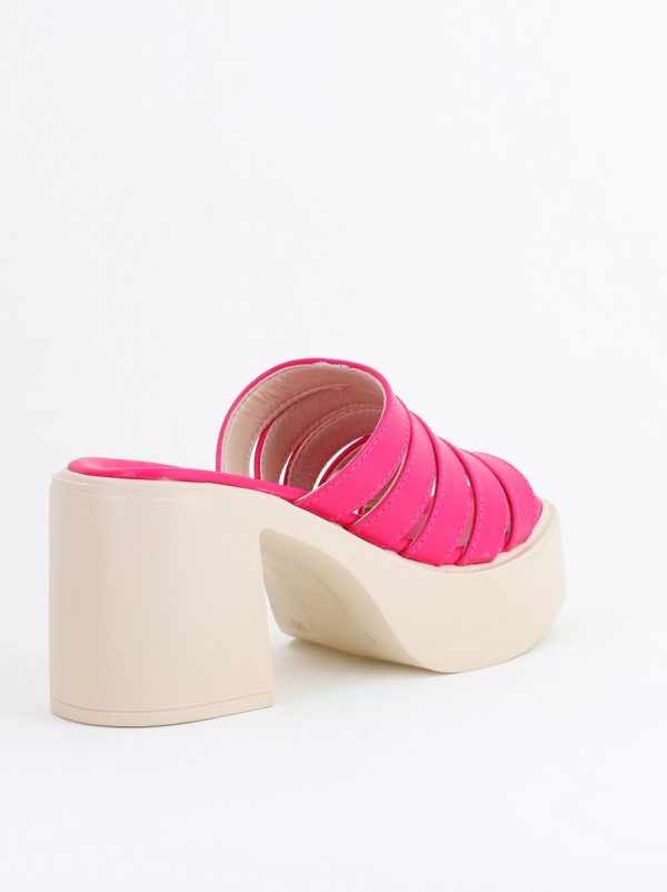 Saboți Damă Toc Gros Piele Ecologică Fuchsia (BS804SN2405652) 125