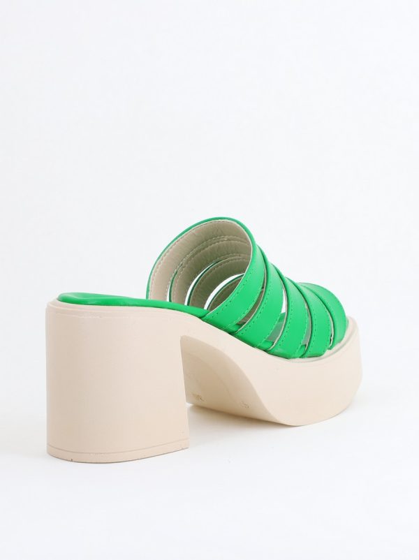 Saboți Damă Toc Gros Piele Ecologică Verde (BS804SN2405653) 125