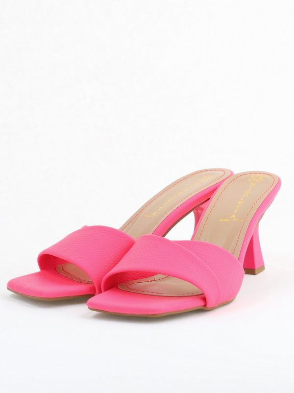 Saboți Damă Toc Subțire Piele Ecologică Texturată Fuchsia (BS9060TR2406724) 120