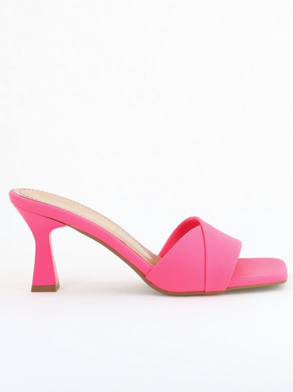 Saboți Damă Toc Subțire Piele Ecologică Texturată Fuchsia (BS9060TR2406724) 122