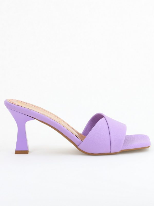 Saboți Damă Toc Subțire Piele Ecologică Texturată Violet (BS9060TR2406726) 122