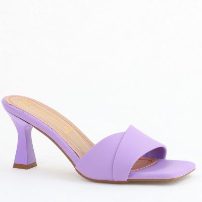 Saboți Damă Toc Subțire Piele Ecologică Texturată Violet (BS9060TR2406726)