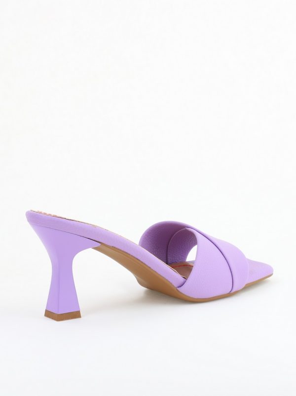 Saboți Damă Toc Subțire Piele Ecologică Texturată Violet (BS9060TR2406726) 125