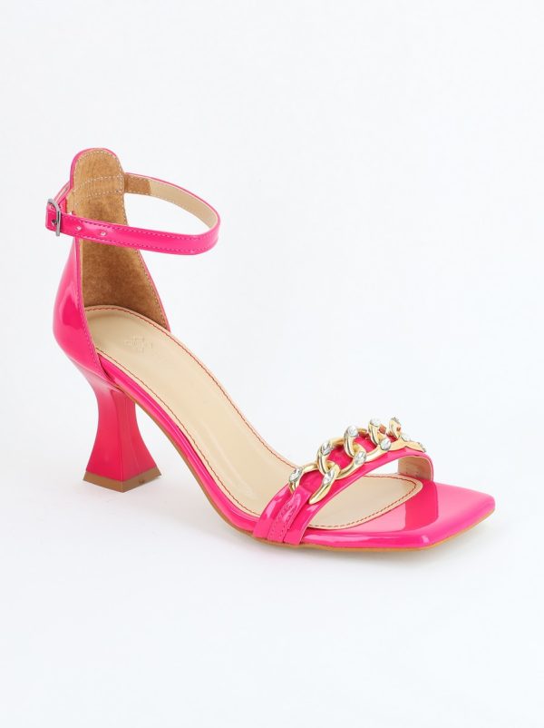 Incaltaminte Dama - Sandale cu Toc subtire varf drept din piele ecologică Fuchsia (BS768SN2405517)