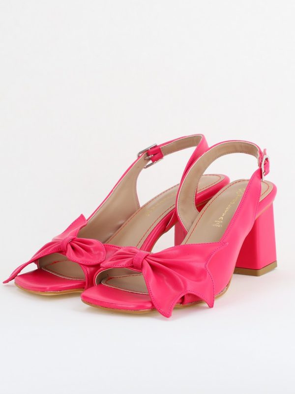 Sandale damă Casual cu Toc cu Fundiță din Piele Ecologica culoare Fuchsia - BS070TR2405545 119