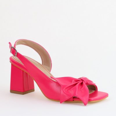 Sandale damă Casual cu Toc cu Fundiță din Piele Ecologica culoare Fuchsia - BS070TR2405545
